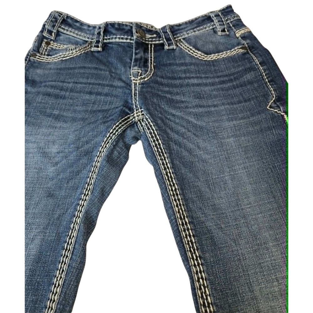 Rock‎ & Roll Cowgirl Womens Bootcut Jeans Dark Wash Thick Stitch W7-9516 30x32